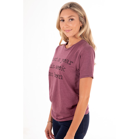Heather Maroon "What a Year" Graphic Tee - S - Picture 4 of 8